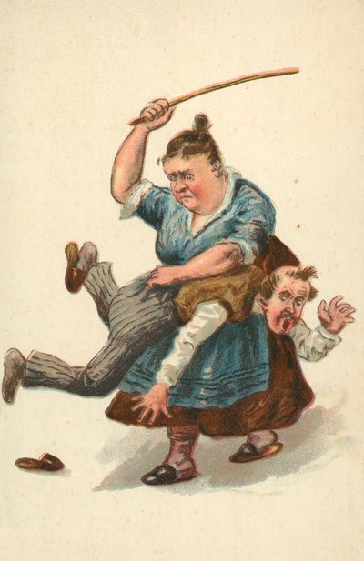 Woman Beating Her Husband by English School
